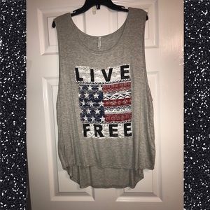 Benda J Women’s Hi-Lo Tank Top “Live Free”